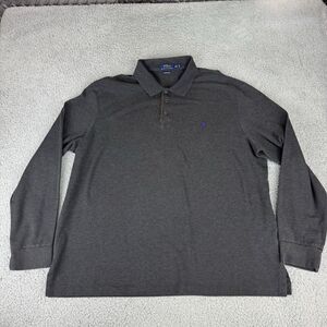 Polo Ralph Lauren Shirt XXL Gray Long Sleeve Polo Custom‎ Slim Fit Stretch Mesh